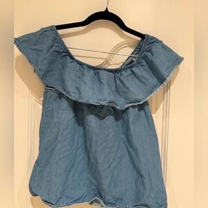 Vero Moda Light Blue jean Ruffle Blouse
